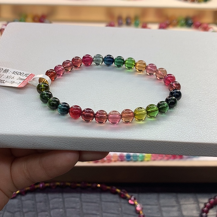 碧玺手链未镶嵌?***咩彩虹手串