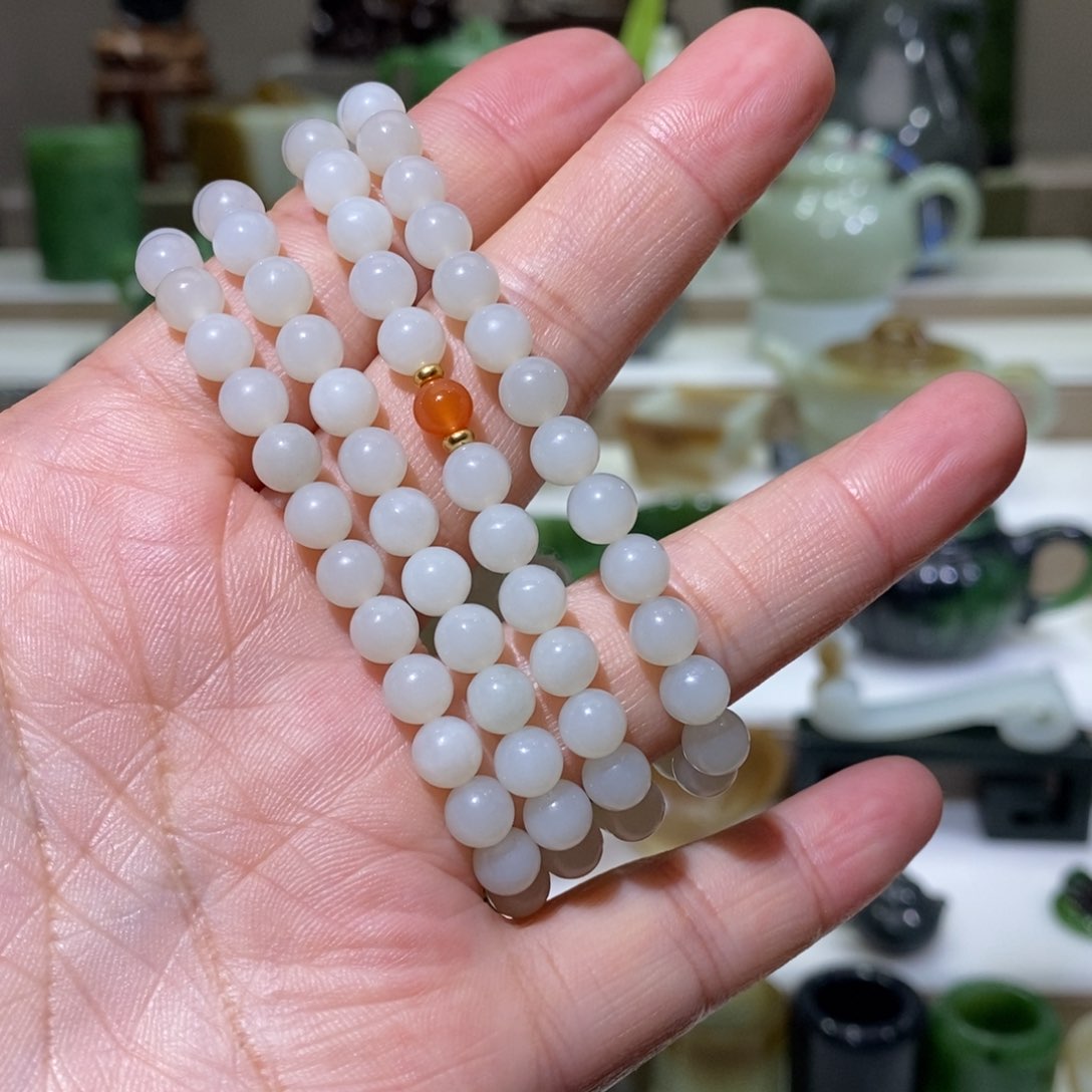 和田玉把件未镶嵌白玉6mm