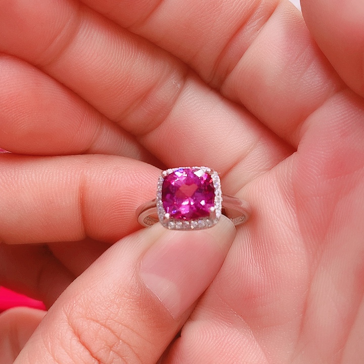 石榴石戒指银S925镶嵌8✖️8