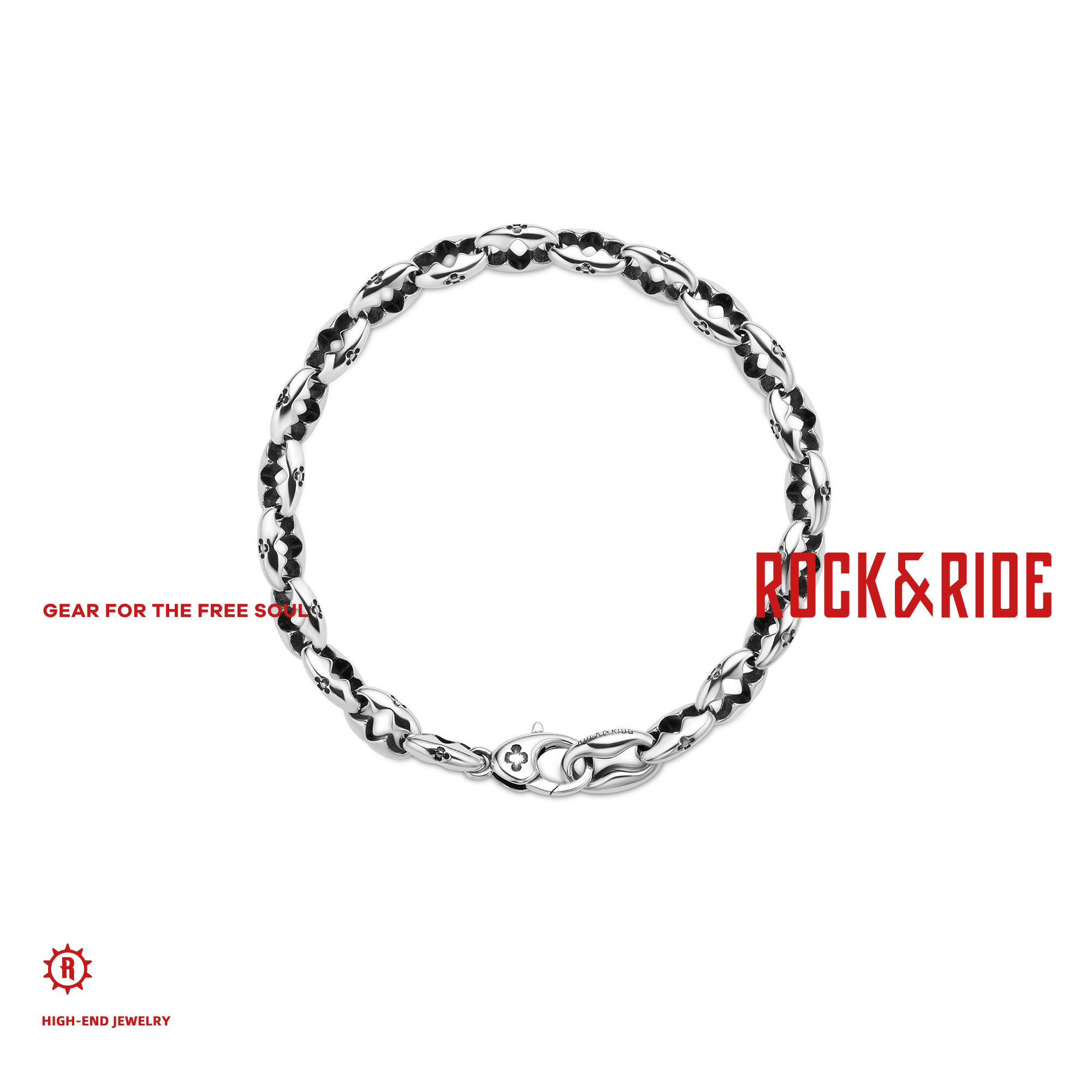 ROCK&RIDE 925银手链 自由倾心系列 一见倾心手链情侣男士素款