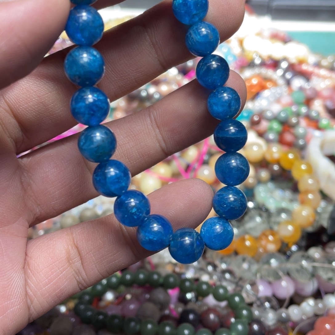 烟晶手链银S800镀金镶嵌