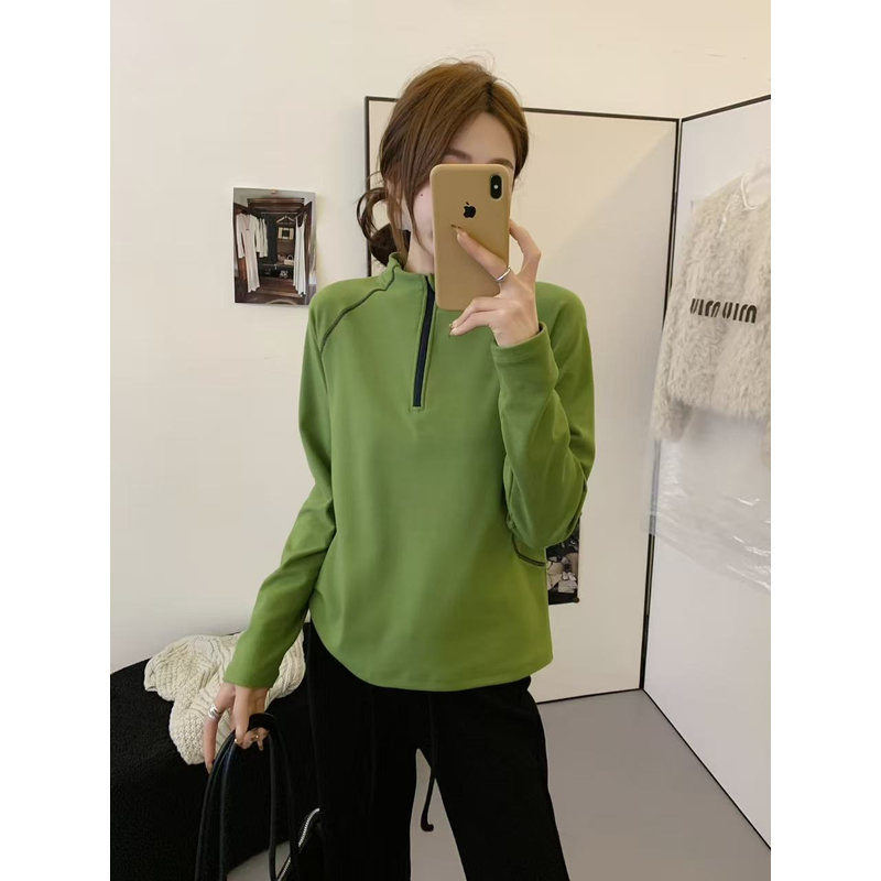 0338【冬季新款】山系户外半拉链哈苏线长袖T恤（81971）