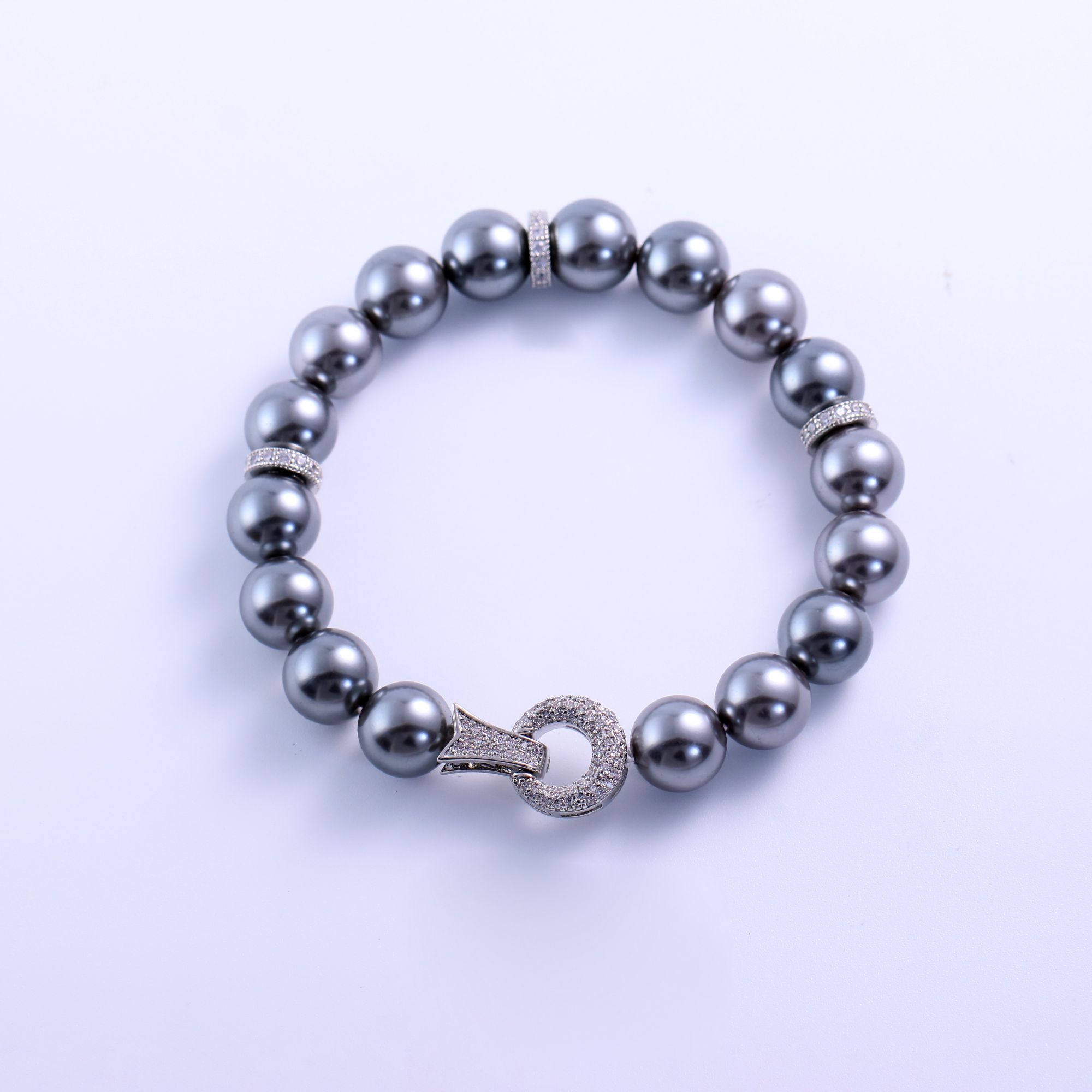 【魏来意】镀K金 铂金灰色手串-9mm+ 20cm fei  DIY耳饰