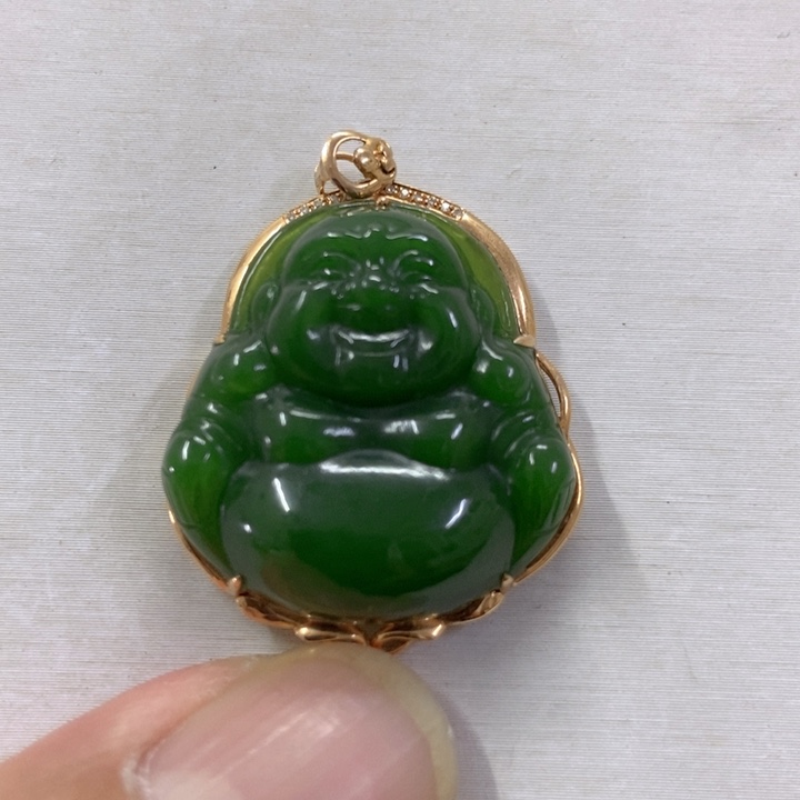 【闪购商品】和田玉（碧玉）18K金镶嵌颈饰11