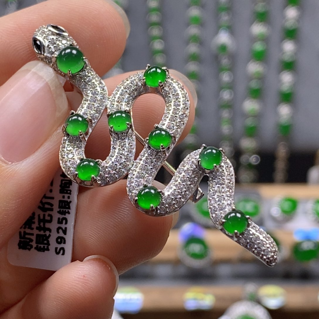 颈饰银S925镶嵌翡翠56号