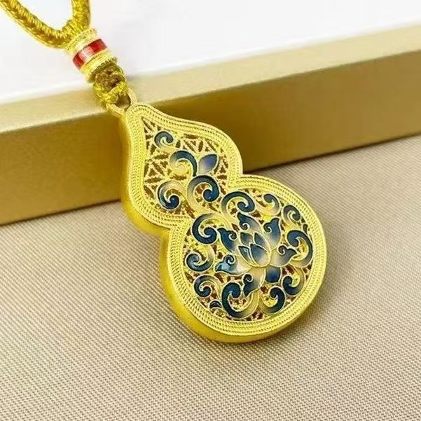 合金项链 古法葫芦吊坠女青花瓷福禄平安福吊坠2025新款中式风