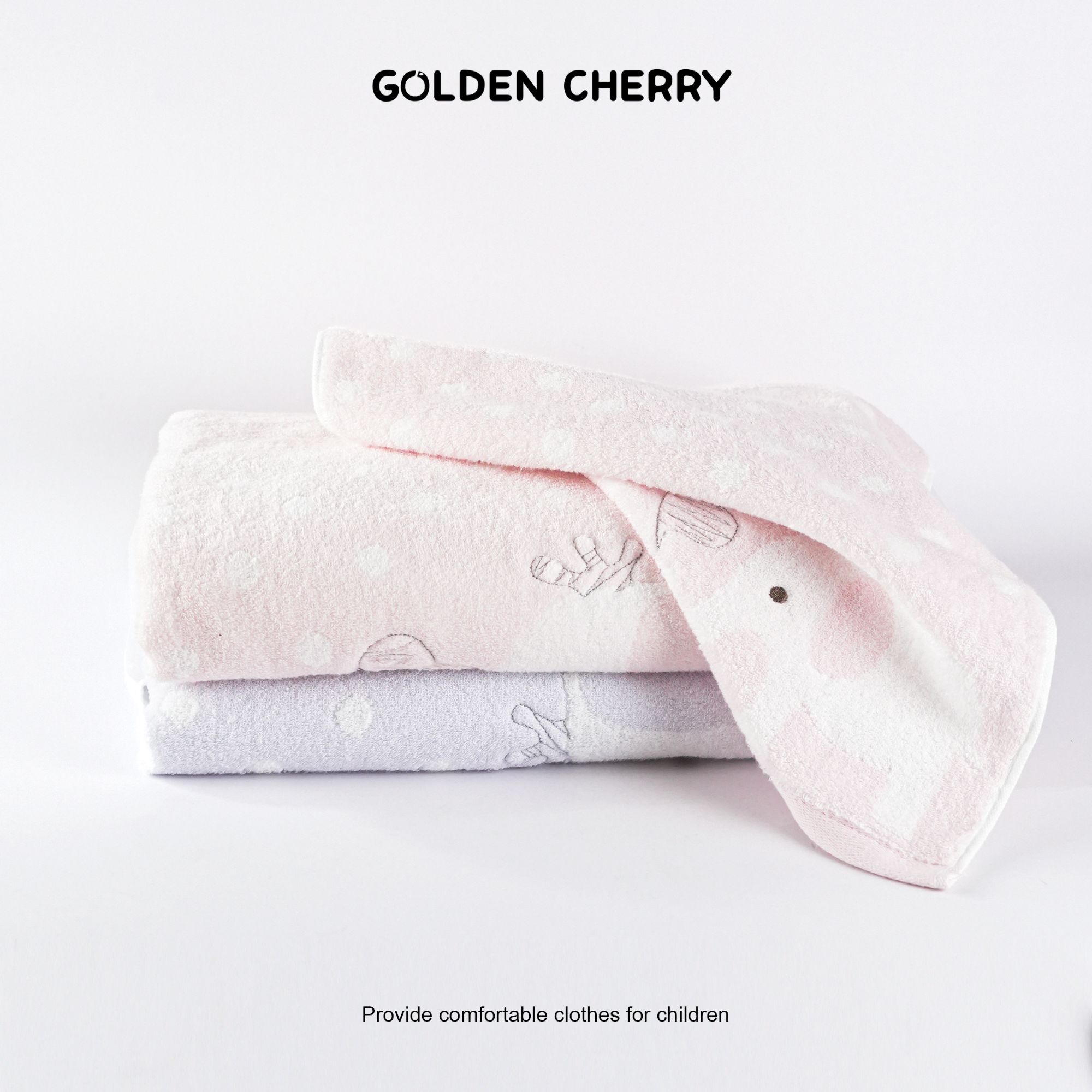【金樱桃Golden cherry】亲子浅色点象浴巾