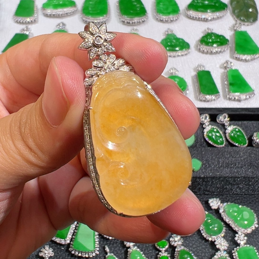 【闪购商品】翡翠18K金镶嵌吊坠(不含链)