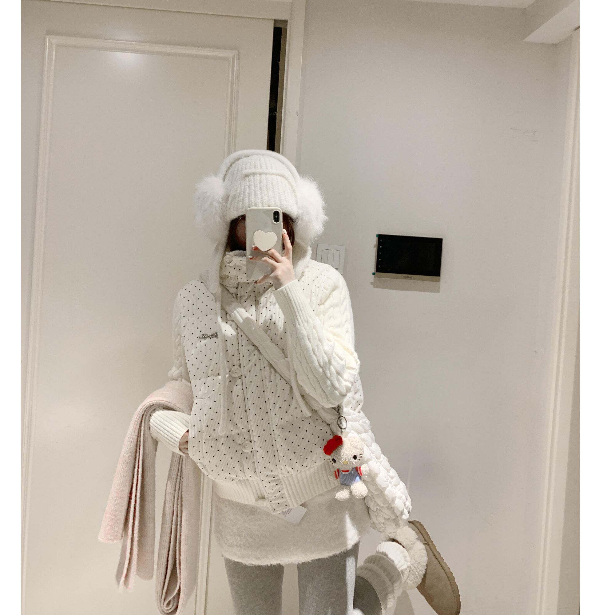 冬季加厚新款假两件波点棉服外套女韩系立领保暖棉袄修身短款棉衣