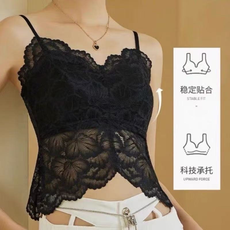 女人阁（带胸垫美背395）蕾丝花边网红百搭美背