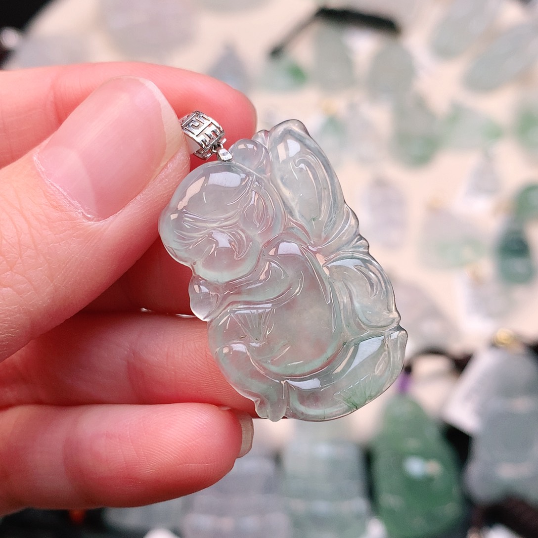 翡翠颈饰18K金镶嵌冰晴蝴蝶仙子37、32、21、3.7