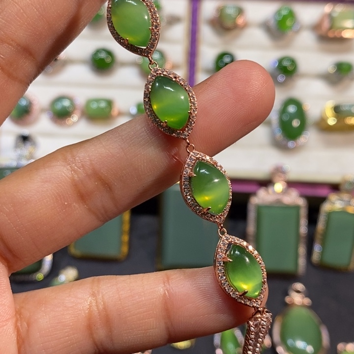 和田玉（碧玉）银S925镶嵌颈饰