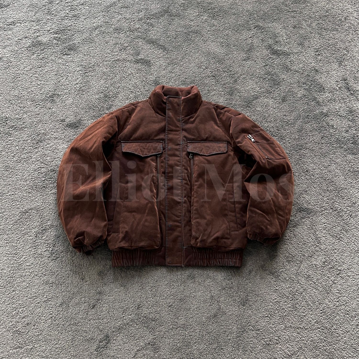 Elliot Mos植绒棕调~Down Jacket 复古大口袋肌理感羽绒服-1520