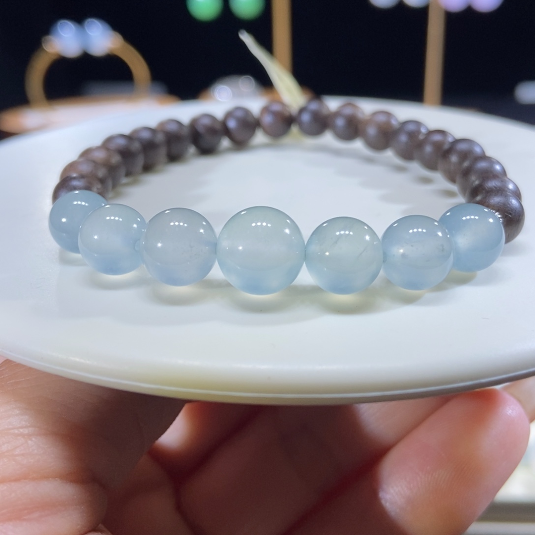 翡翠未镶嵌吊坠(不含链)翡翠冰蓝圆珠手串