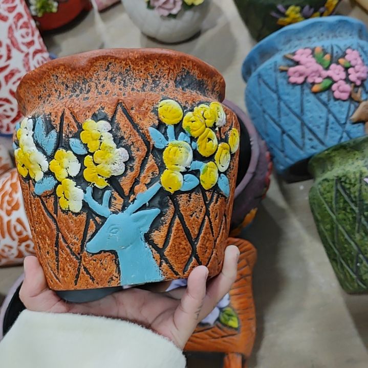 红陶吸水透气的白陶花盆凑满12发货