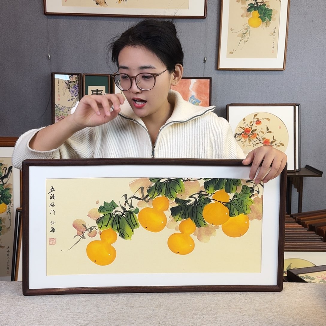 国画手绘带框尺寸： 36*69