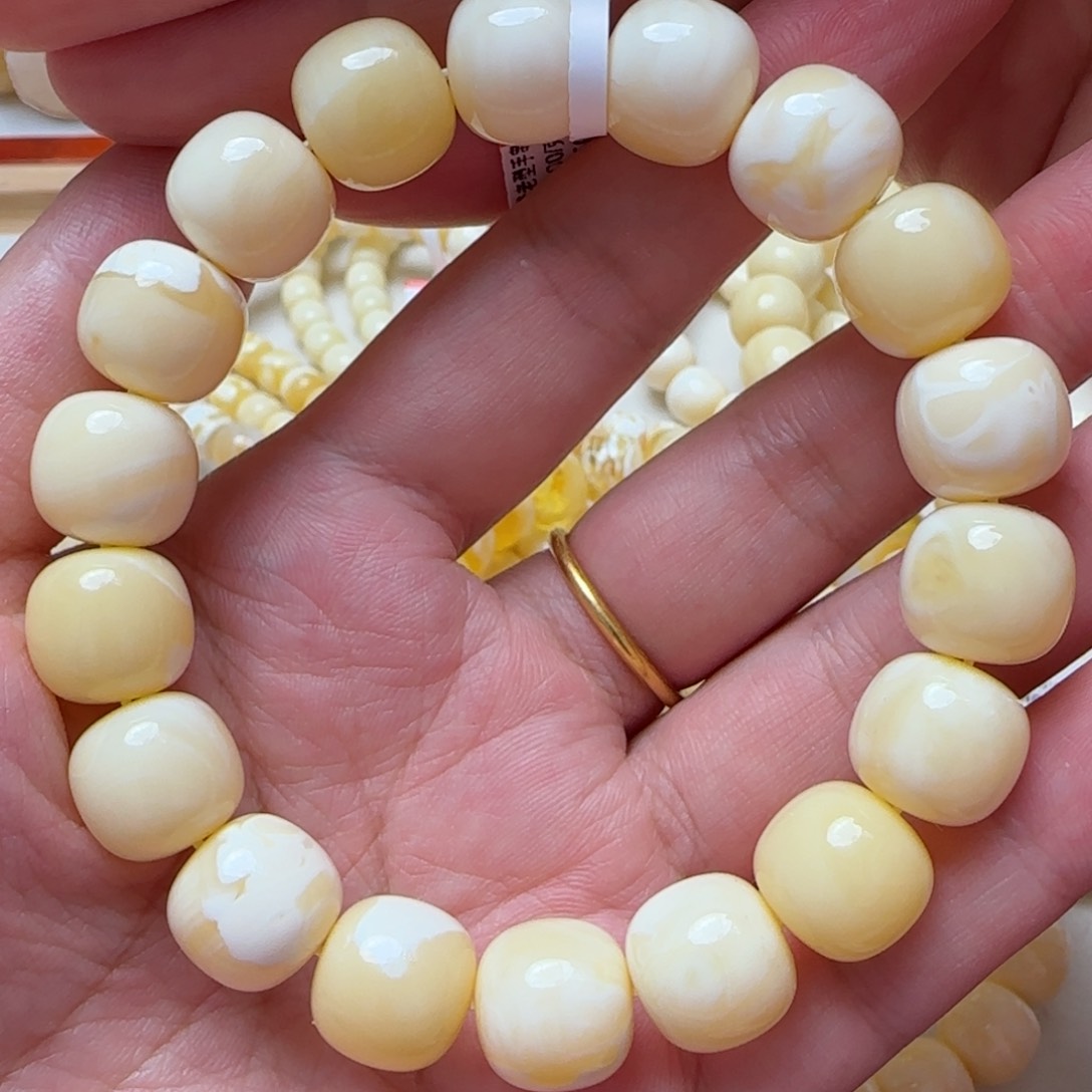 琥珀手链未镶嵌13m焦皮白同料老型