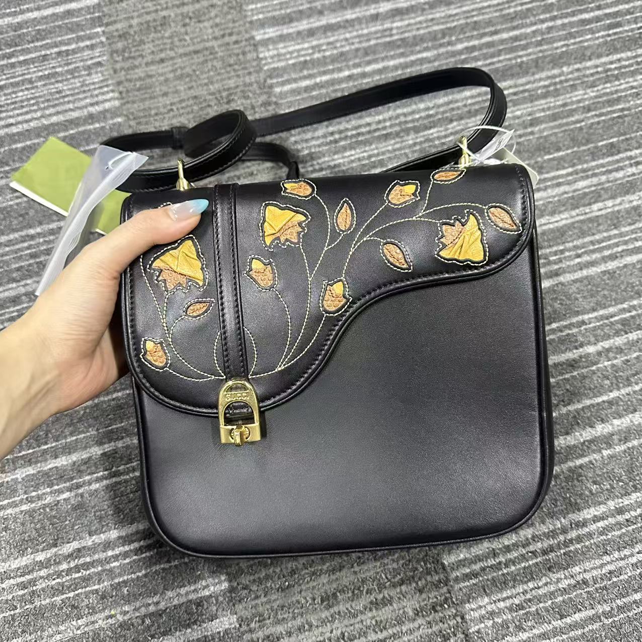 95新 GUCCI/古驰 古驰黑色大鸡腿06002/二奢包包
