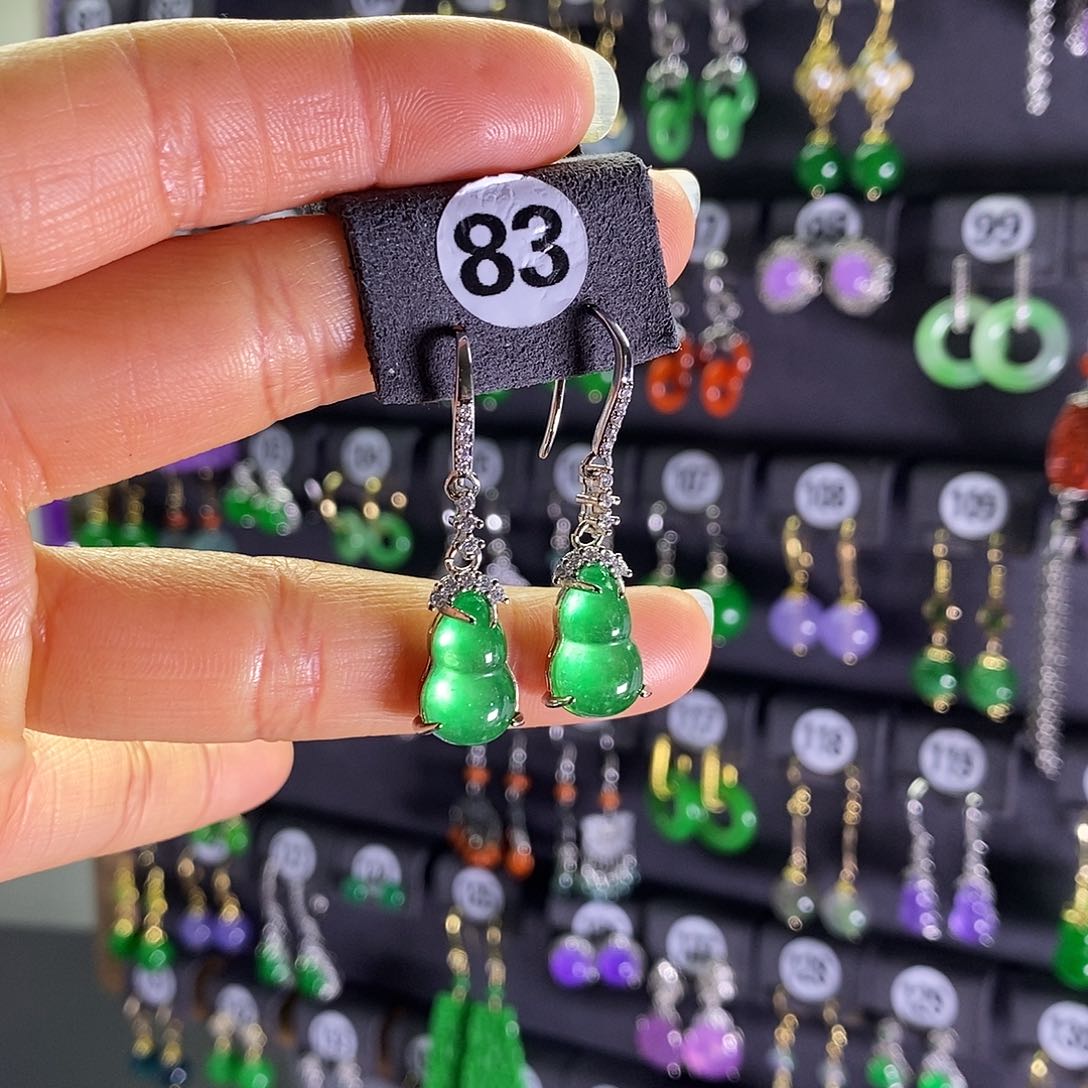 银S925镶嵌翡翠耳饰83