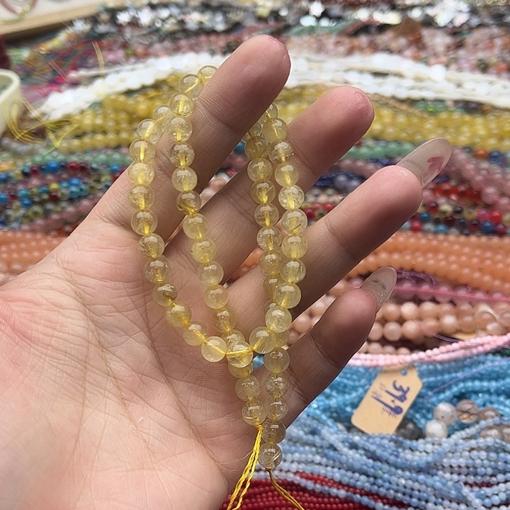 玛瑙/玉髓珠宝半成品未镶嵌一条6mm左右金发晶