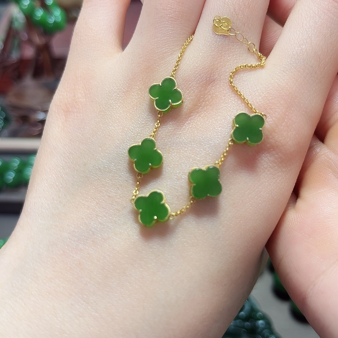 和田玉手链18K金镶嵌