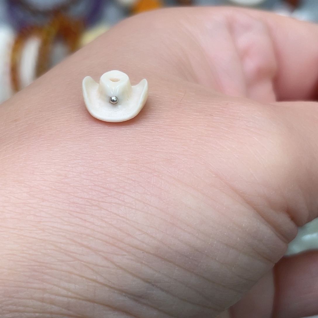 猛犸象牙手串/手链/手镯镶银牛仔帽