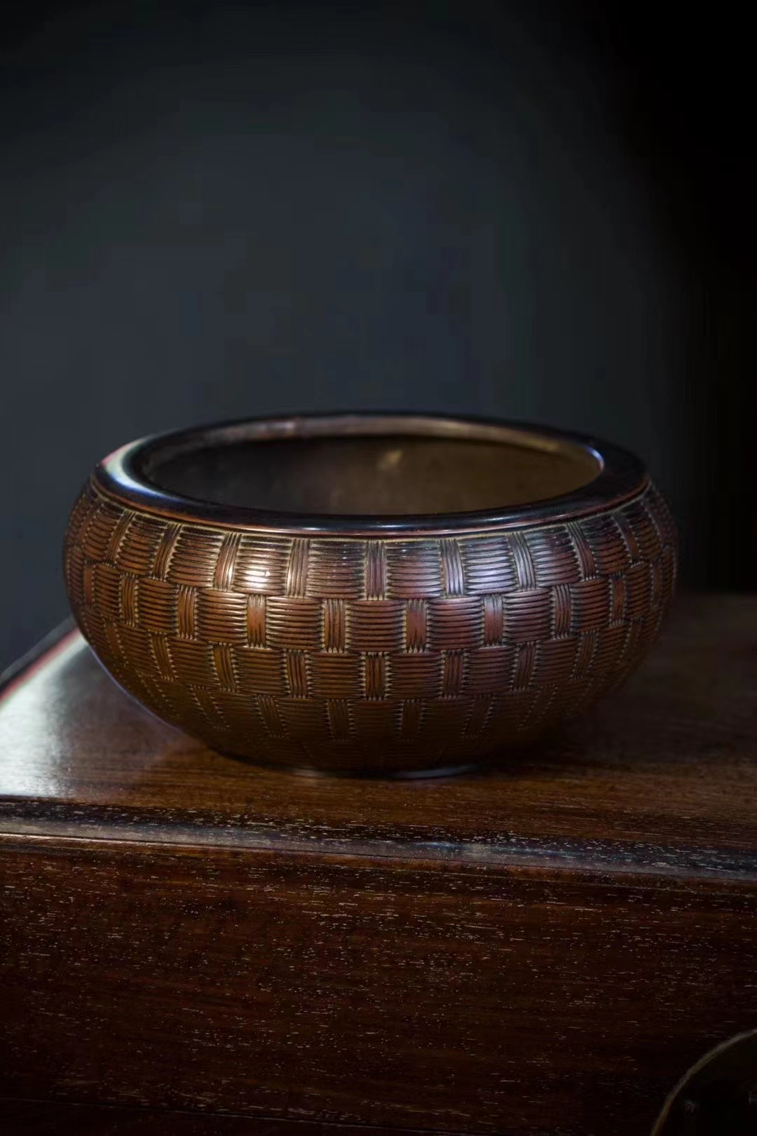 精致回流紫铜编织纹香炉