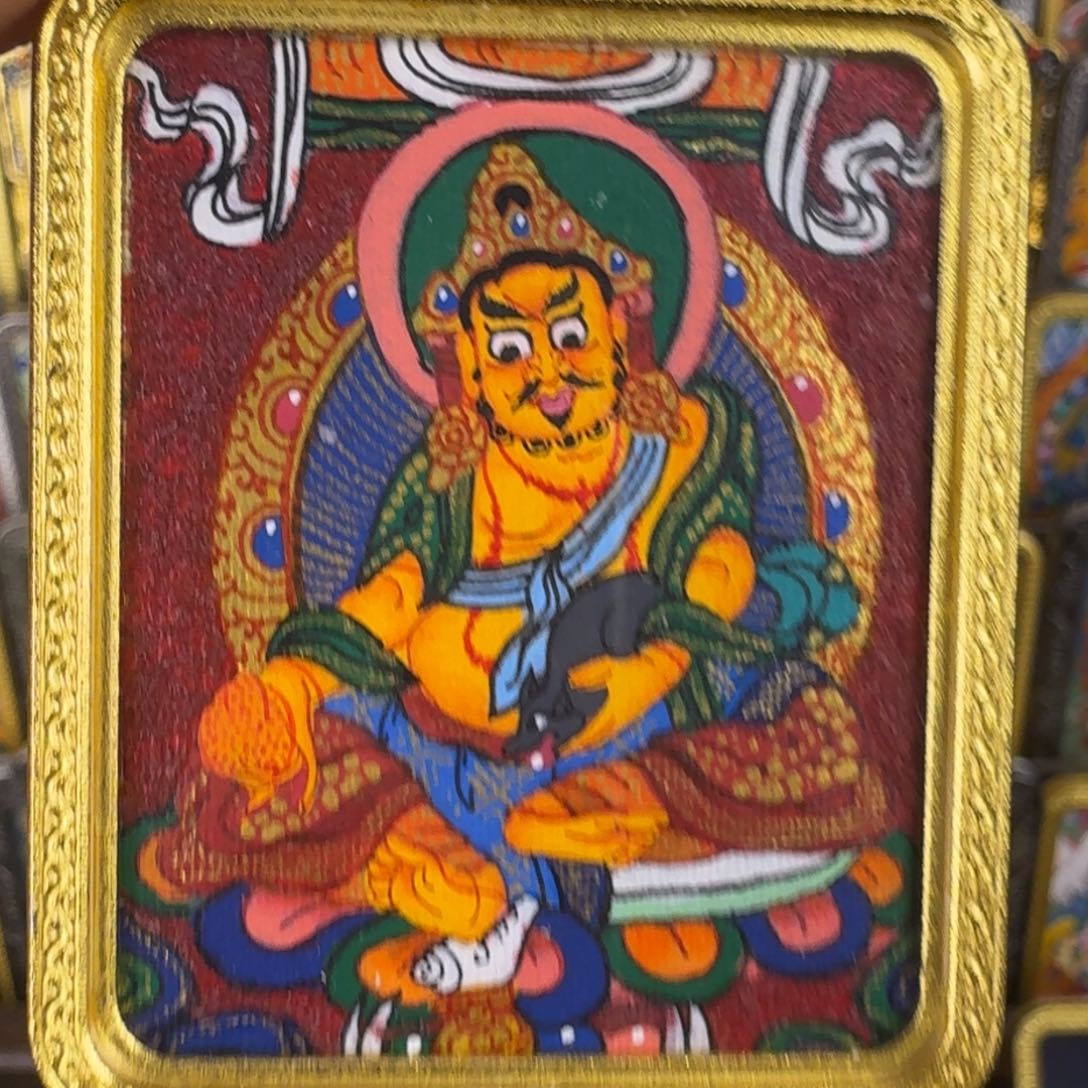 吊坠纯手绘黄财神唐卡