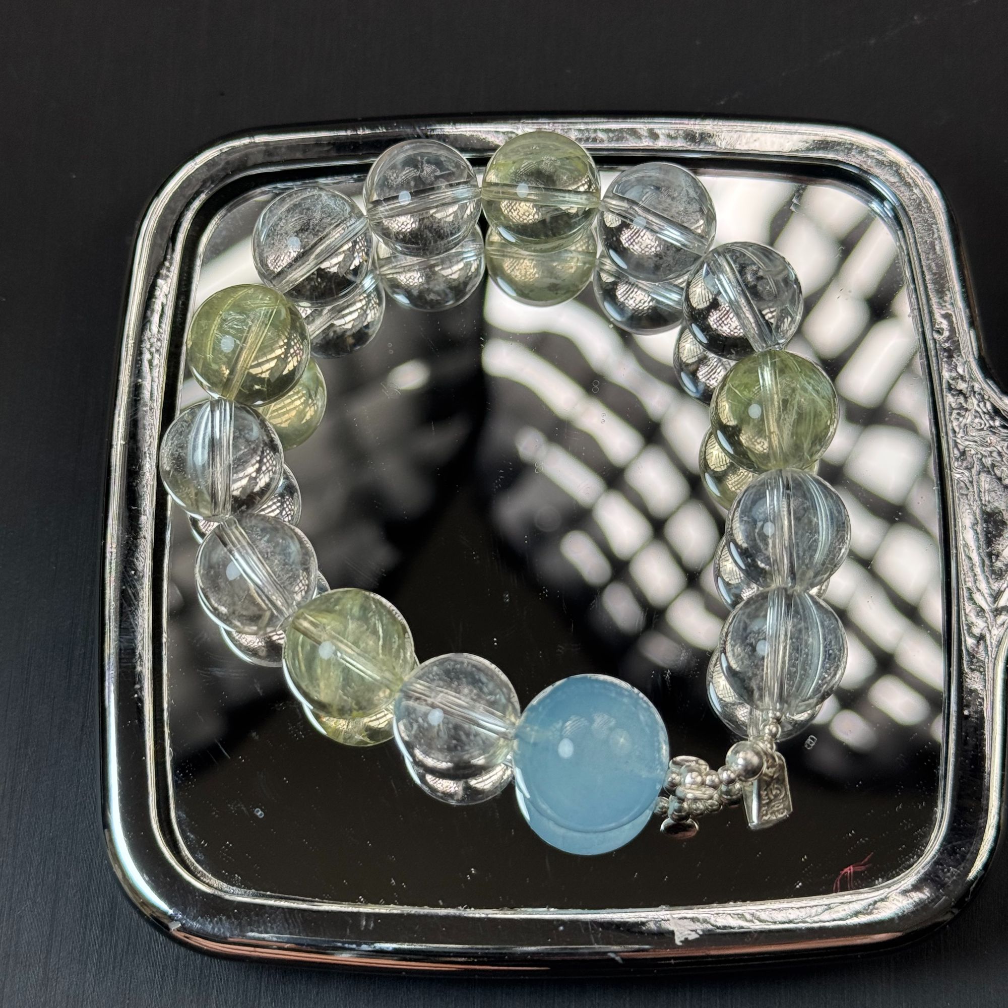 A878 原创白水晶多宝手链13mm+多样性发一