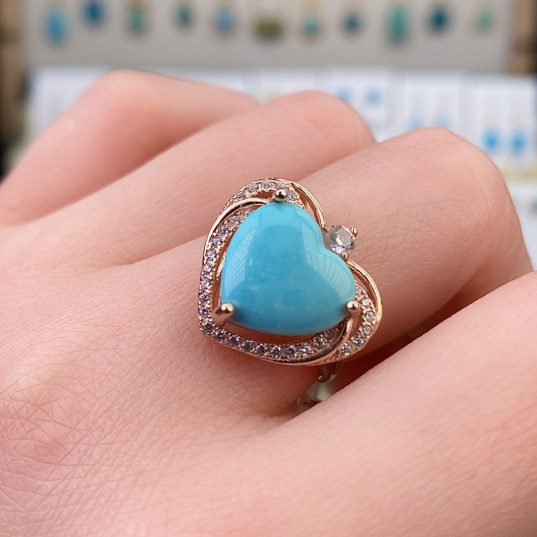 绿松石银S925镶嵌戒指