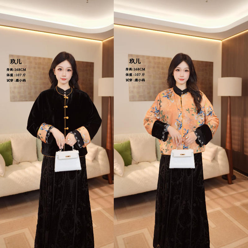 【相见欢】新中式国风满分桑蚕丝绒双面双穿上衣LYGWT1868