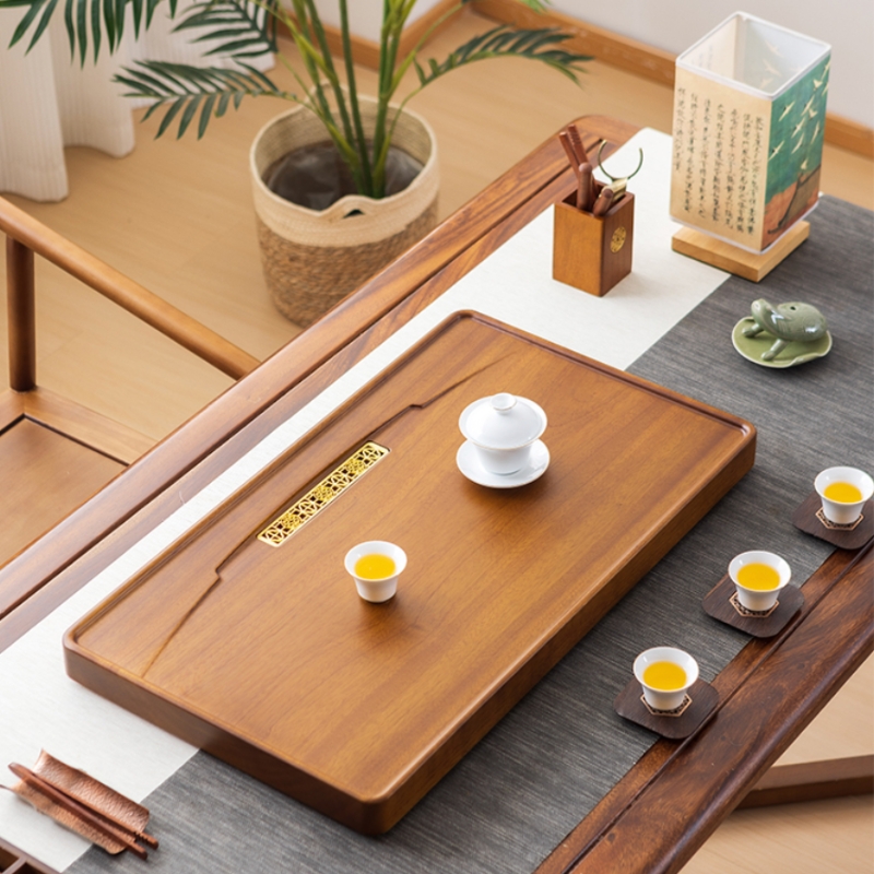 新中式花梨实木茶盘新款2025高档茶具干泡茶台排水家用电木款茶海