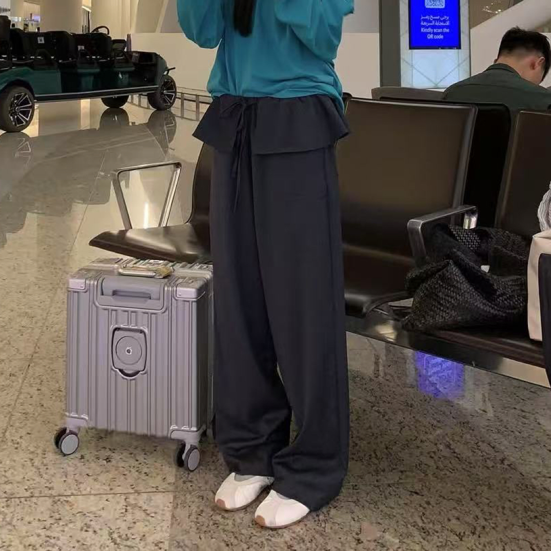 No退No换韩国东大门女装2025年设计感荷叶边屁帘阔腿休闲裤女025f