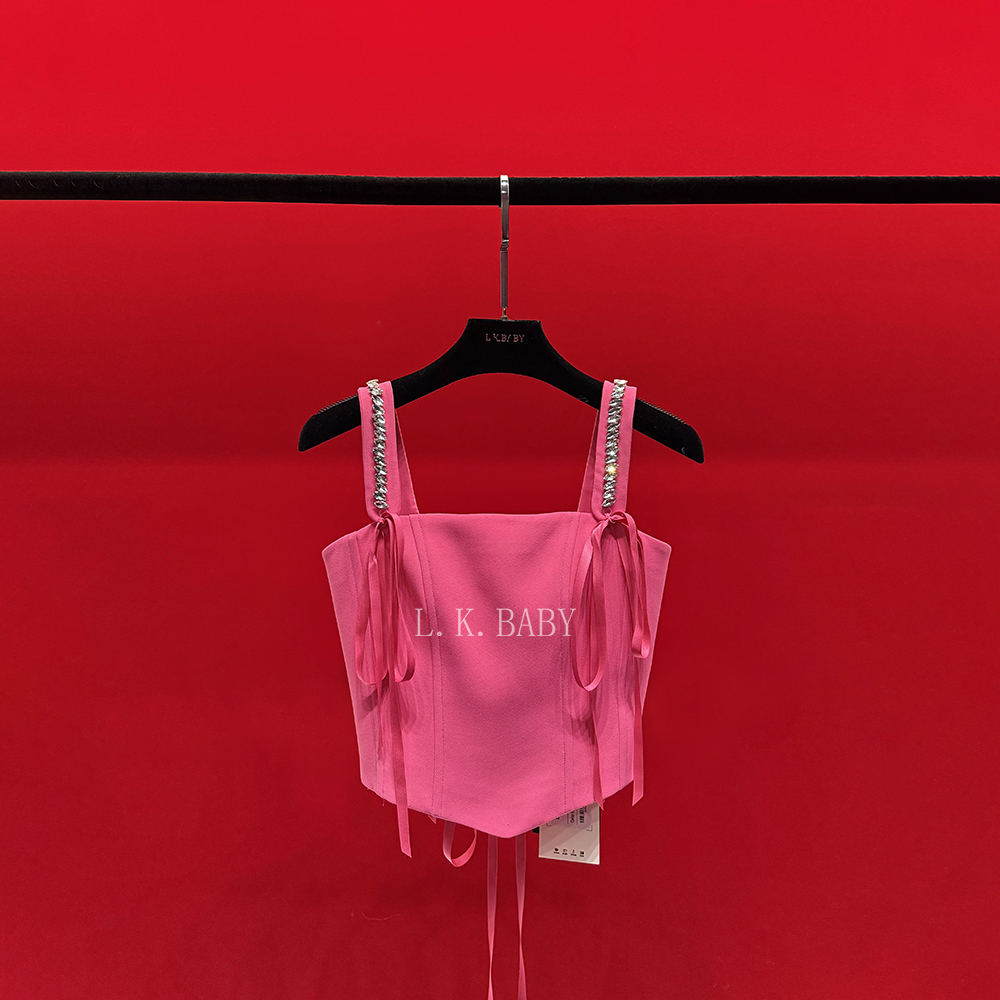 【L.K.BABY】  热恋千金  时髦「芭蕾绑带」蝴蝶结鱼骨吊带背心