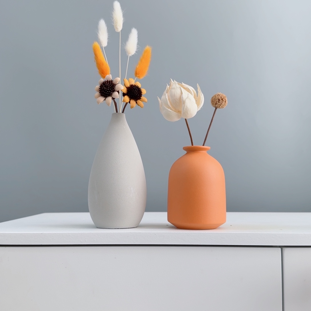 摆件陶瓷花瓶摆件含花总高约20-30cm