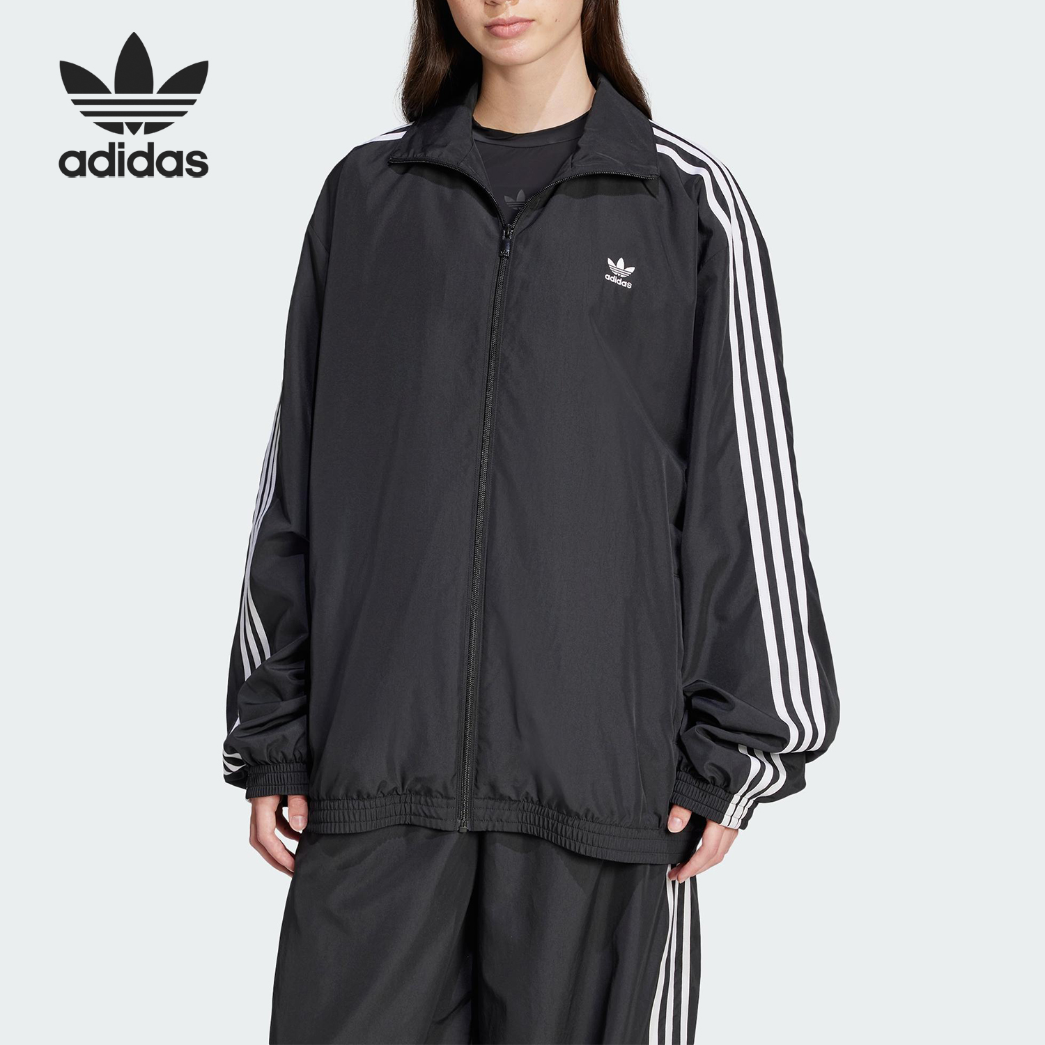 Adidas/阿迪达斯正品三叶草女士立领宽松时尚夹克外套JD3392