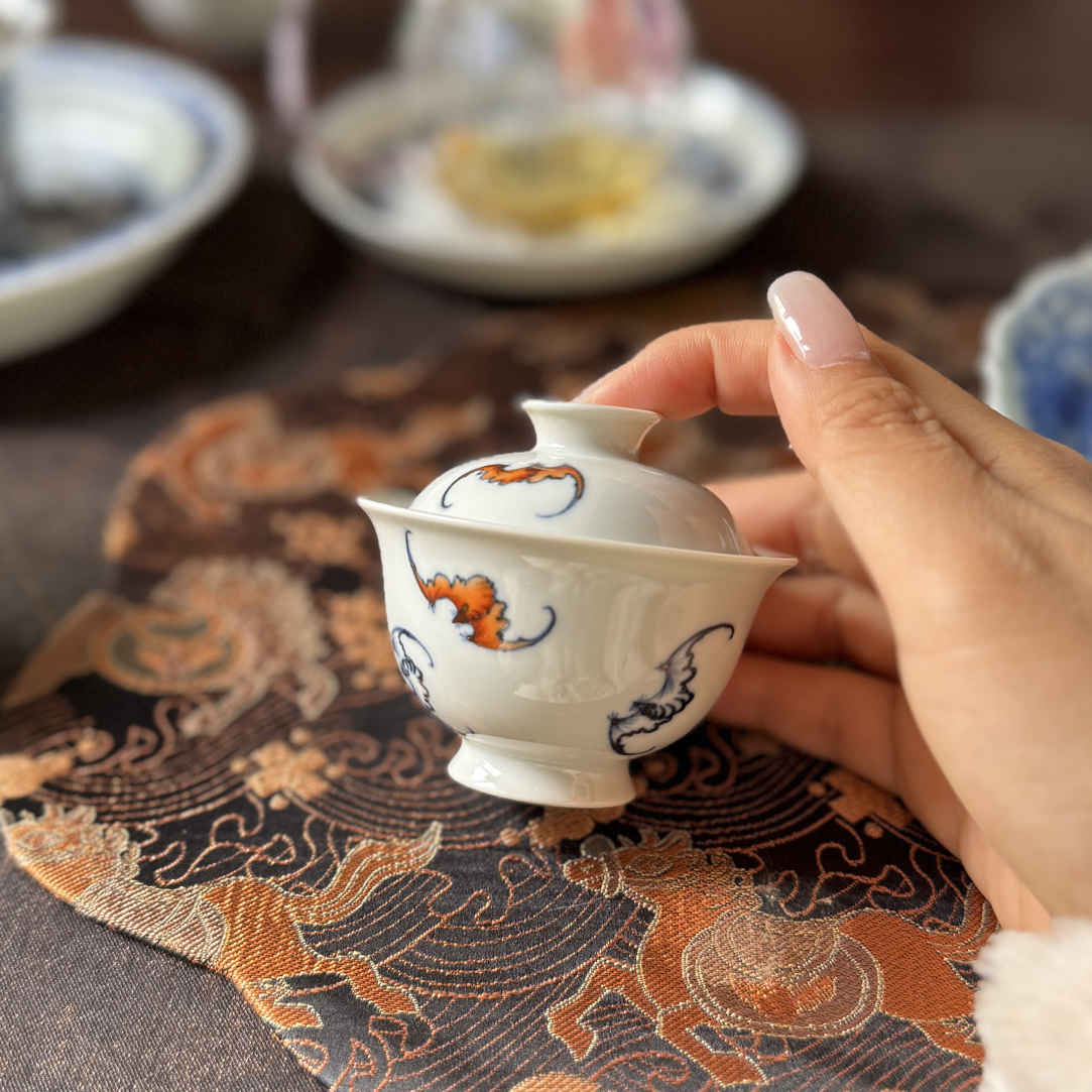 元煦和晓洪福齐天迷你盖碗80毫升主人杯功夫茶杯景德镇纯手工