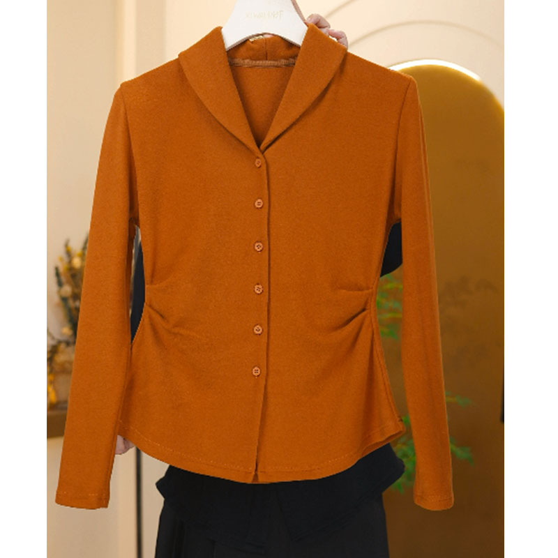 【月坠花折】减龄收腰显瘦复古开衫长袖高级感V领长袖纯色打底小衫