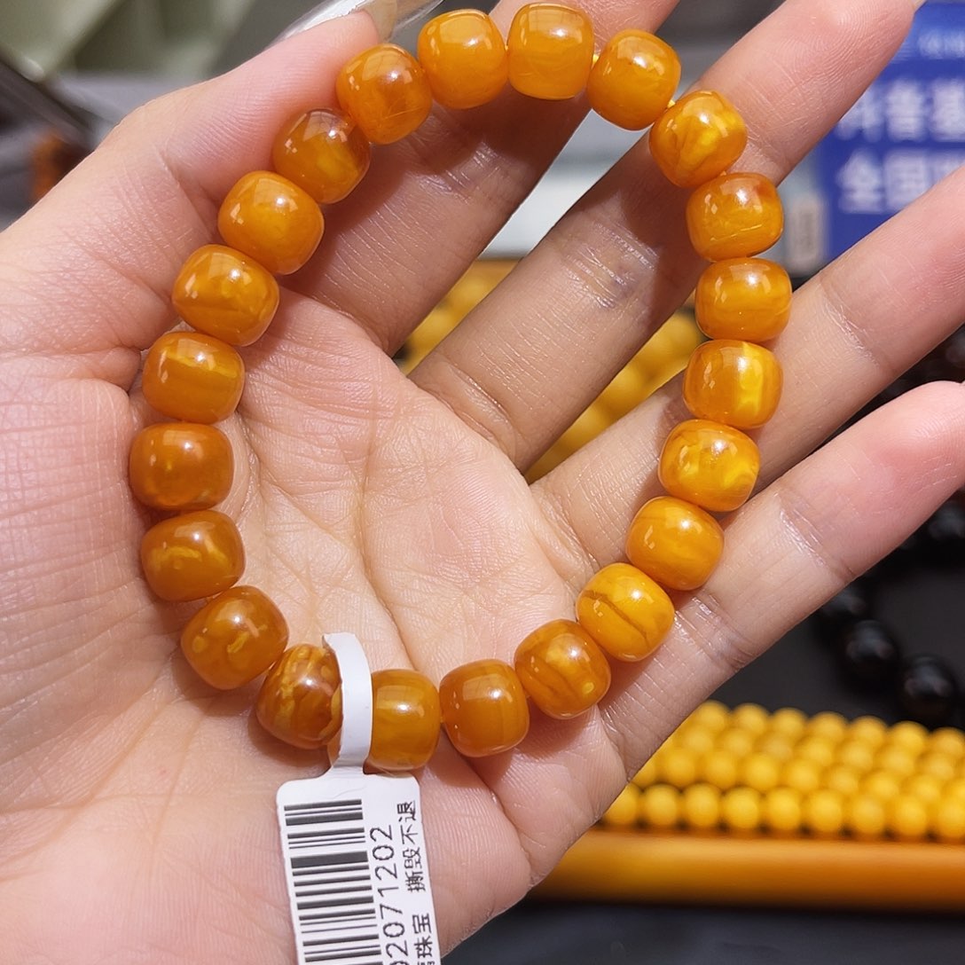 琥珀未镶嵌手链10m玉化妖花