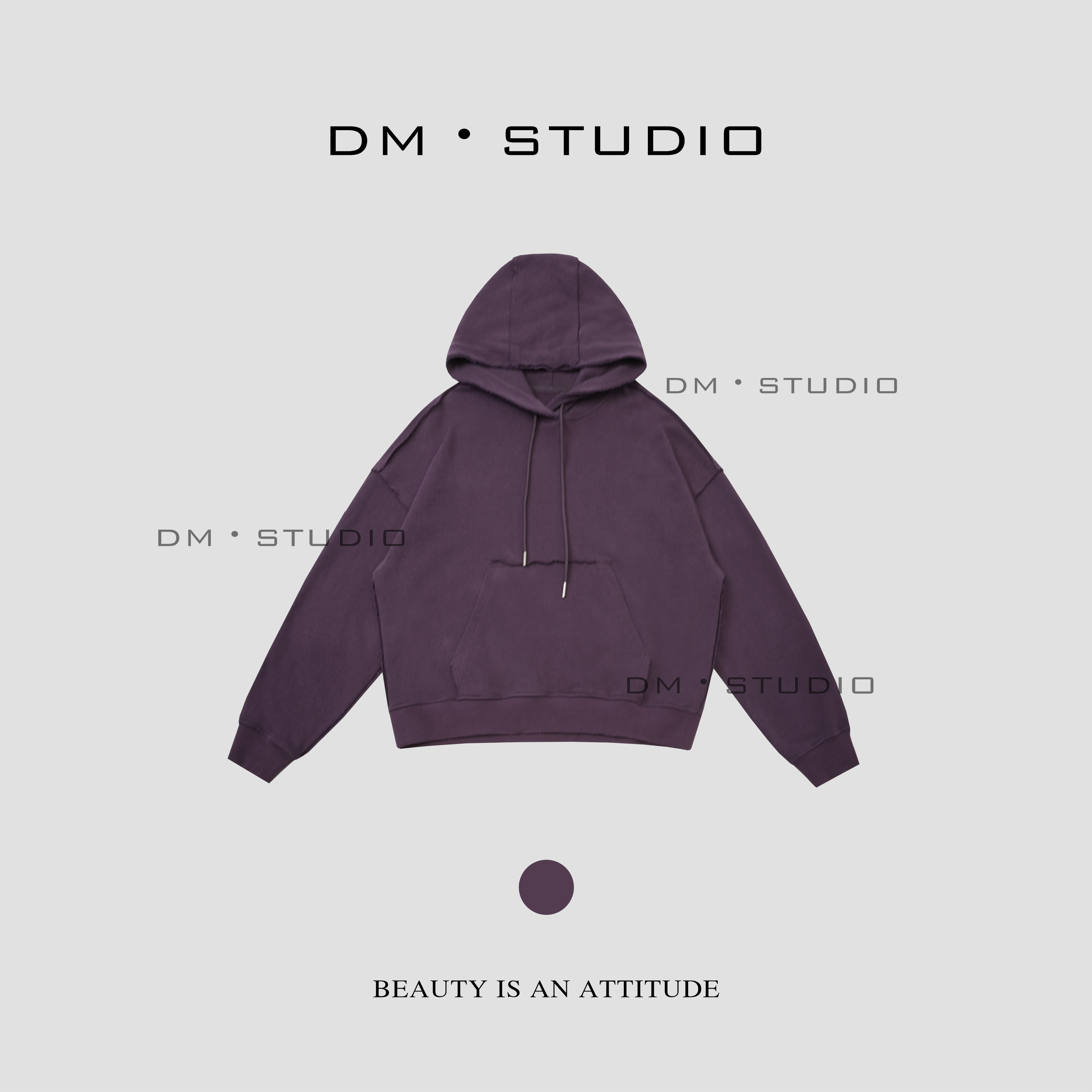 DEDM•STUDIODM/小众设计剪裁破坏磨边百搭极简连帽卫衣（13638）