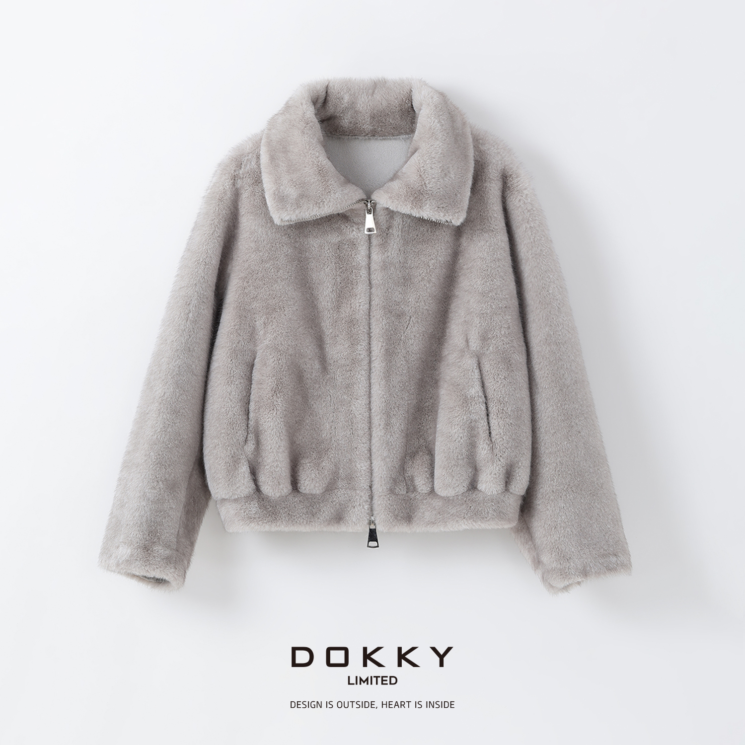 Dokky「D0555」高定环保毛.翻领毛茸外套