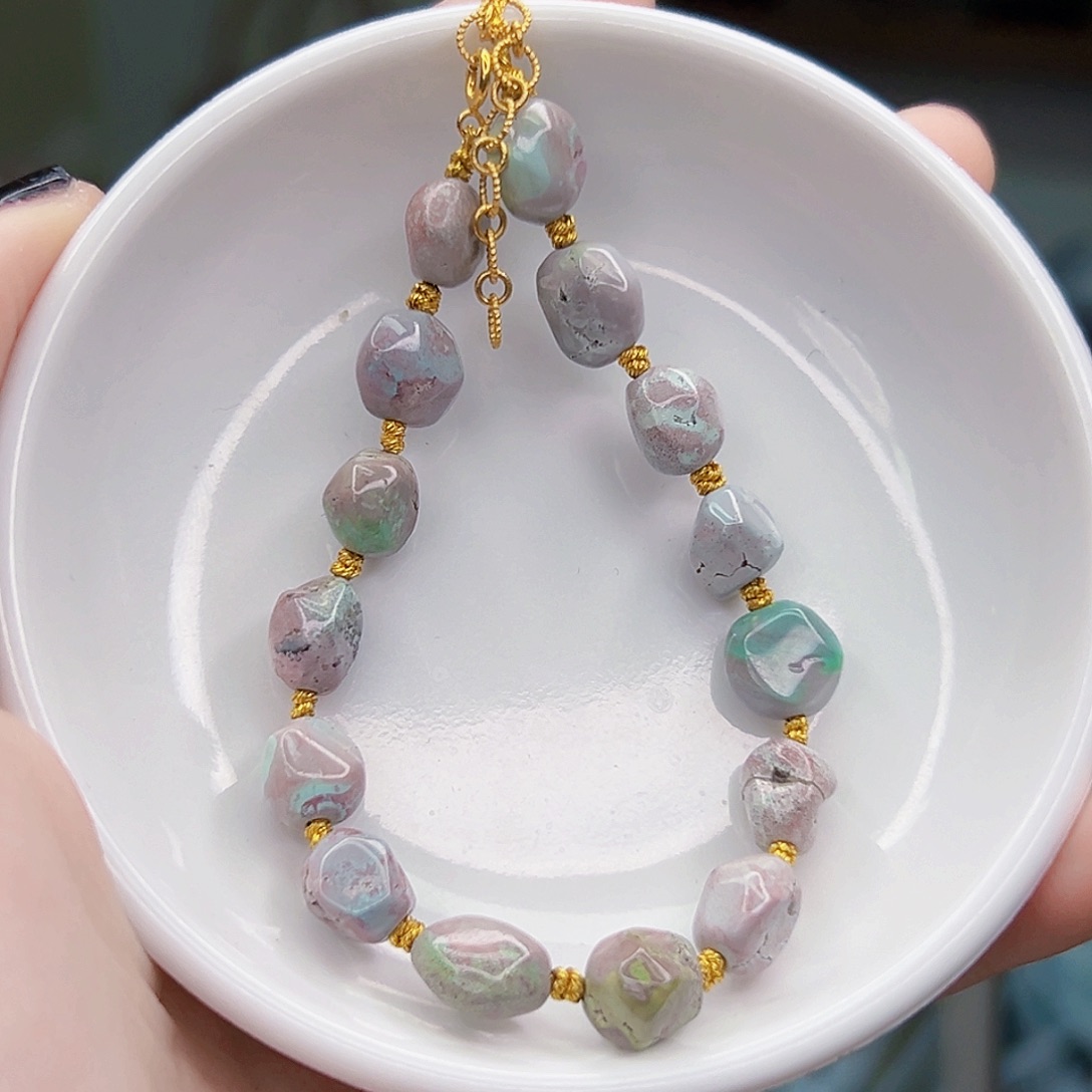 绿松石珠宝奇石18K金镶嵌