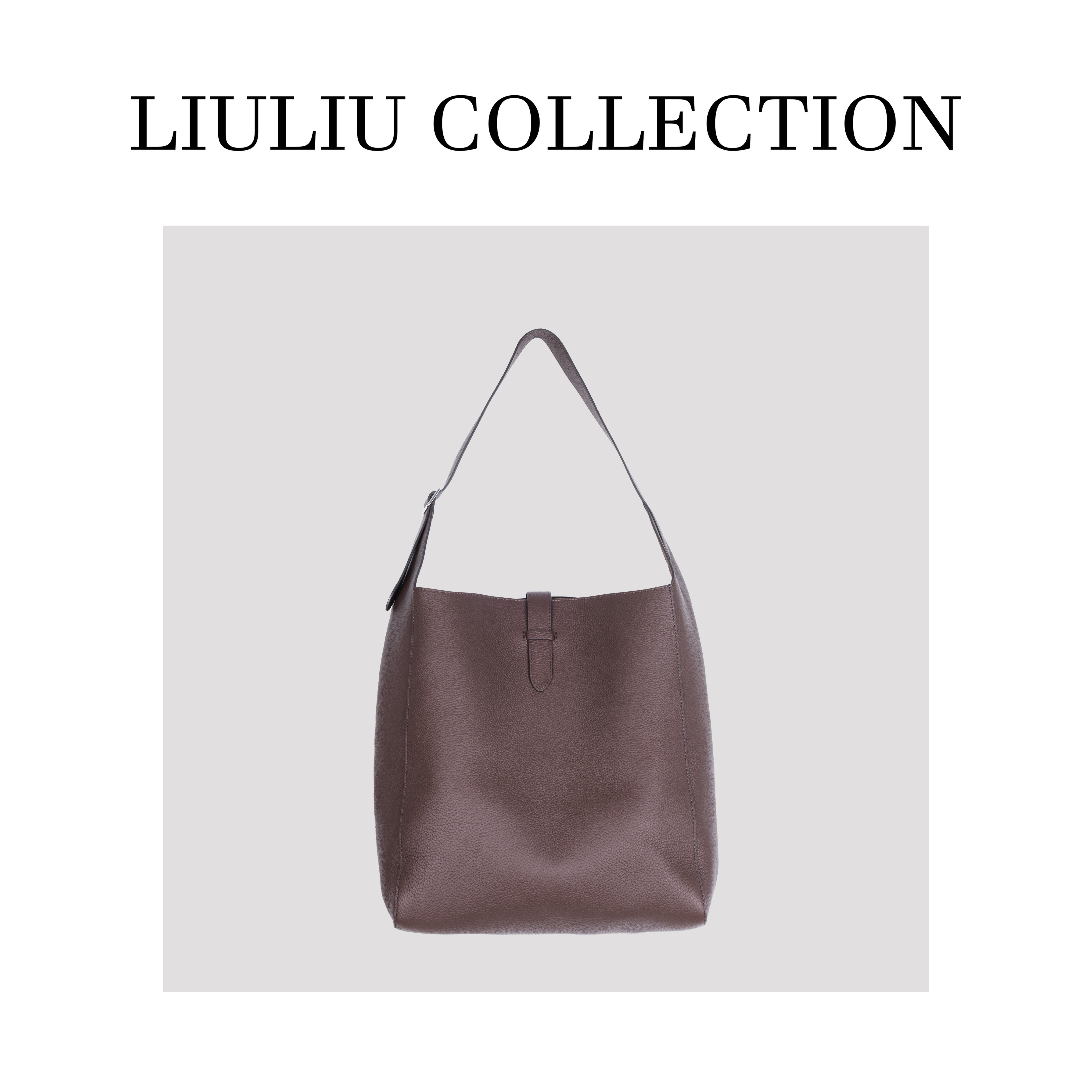 精选进口轻甩纹牛皮 简约高级质感真皮单肩水桶包