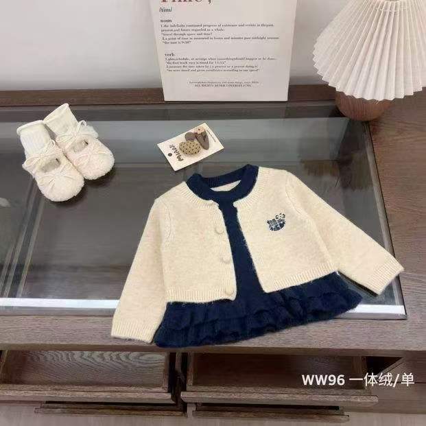 休闲风厚款长袖毛衣针织衫韩版女童拼接