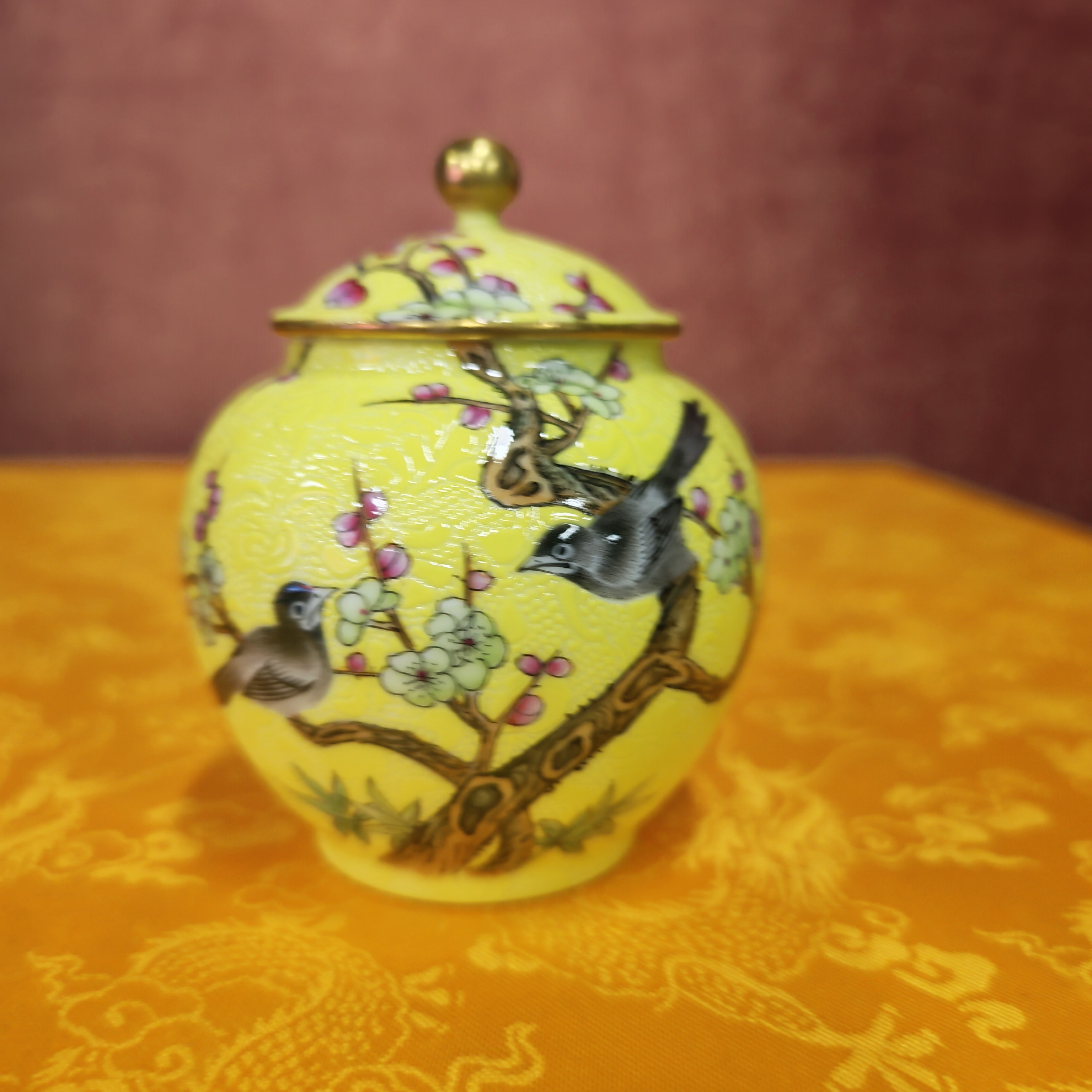  【ZWY】高温陶瓷，帝王黄茶叶罐瓷流水