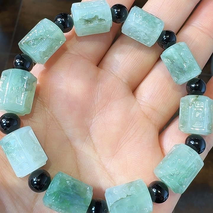 翡翠未镶嵌手链六子箴言