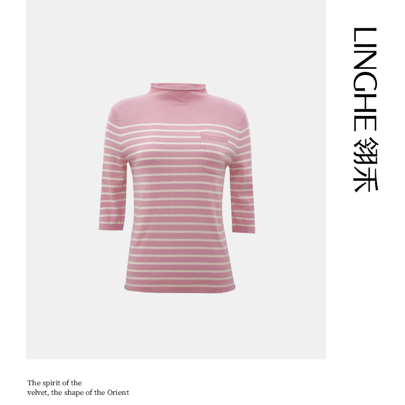 翎禾LINGHE-条纹套衫时尚休闲针织女士修身