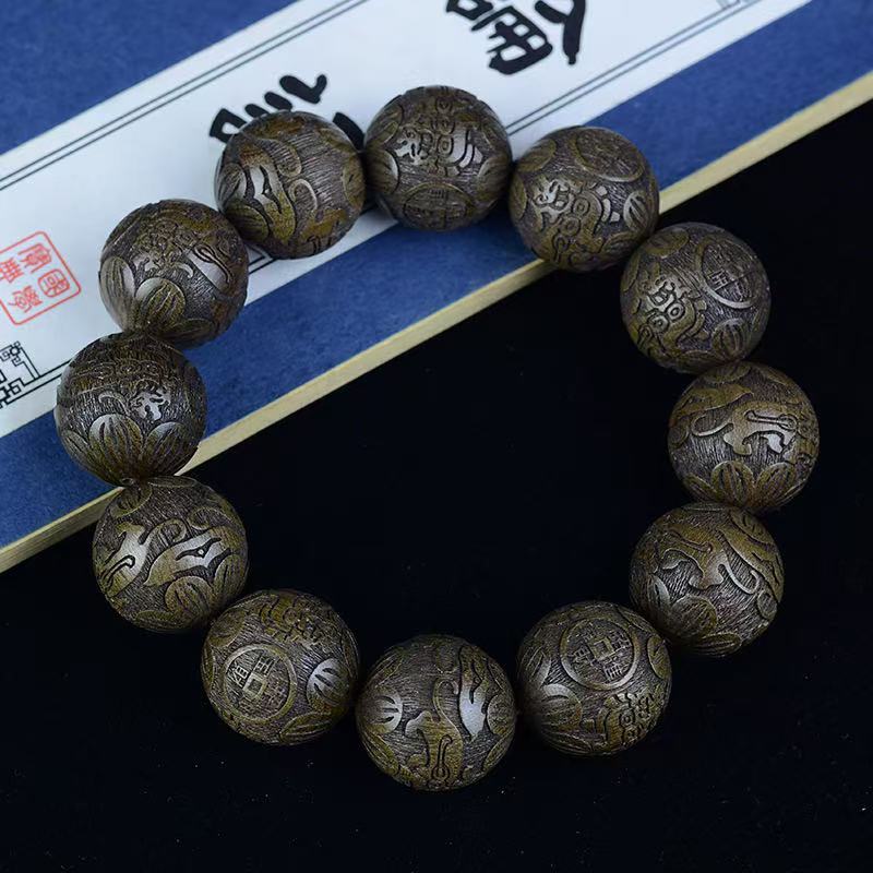 金丝楠珠串金丝楠阴沉木单圈无礼盒-32523