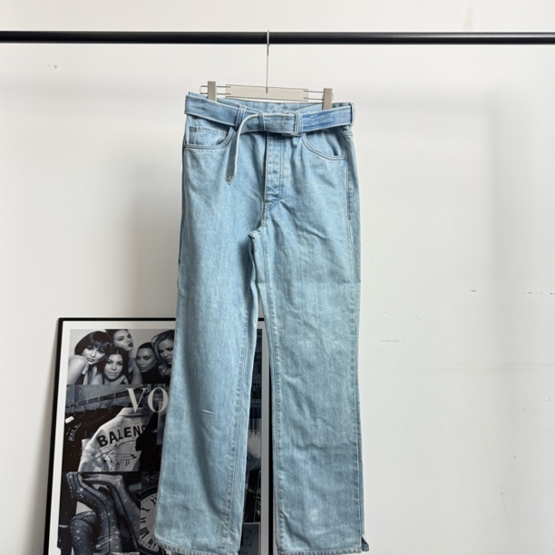 99新 Prada/普拉达 腰带侧边logo牛仔裤/30码