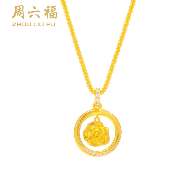 ZHOU LIU FU/周六福 坠链均925银合成锆石 山茶花环-Y6957-主